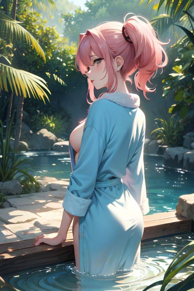 Anime Busty Small Tits 60s Age Orgasm Face Pink Hair Messy Hair Style Light Skin Watercolor Jungle Back View Bathing Bathrobe 3676093434712707860 - AI Hentai - #main