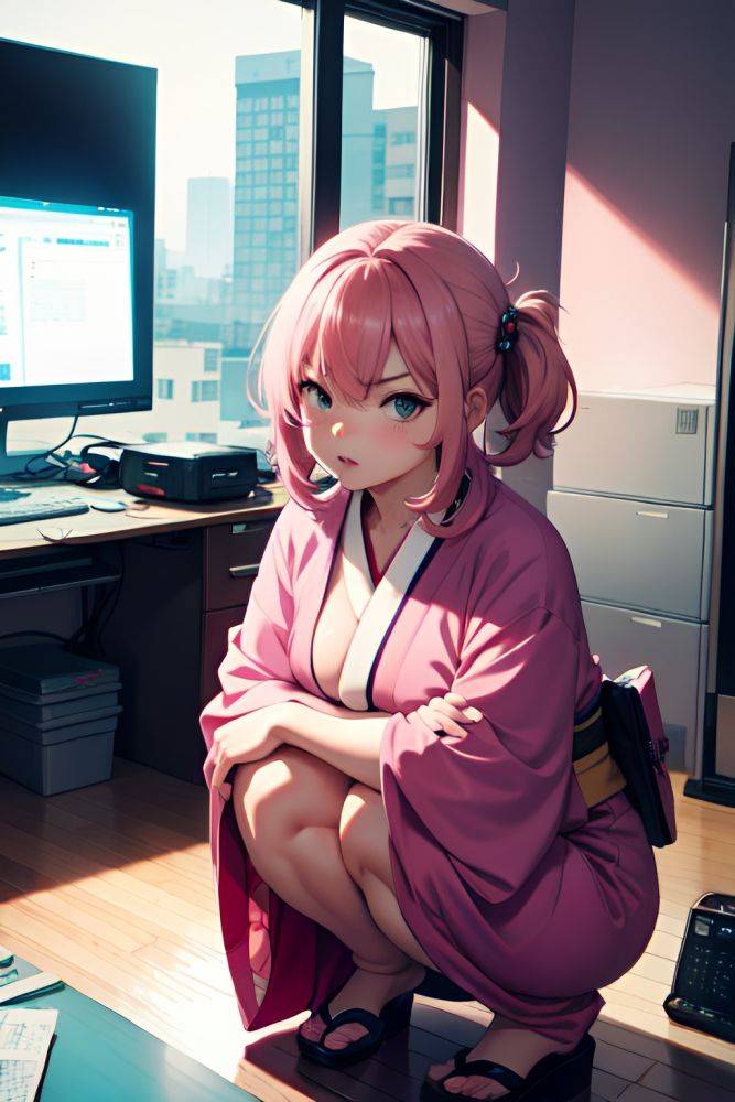 Anime Chubby Small Tits 30s Age Angry Face Pink Hair Straight Hair Style Light Skin Cyberpunk Office Close Up View Squatting Kimono 3676151417236007116 - AI Hentai - #main