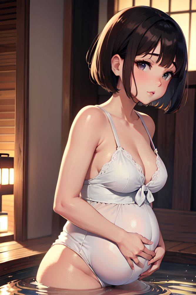Anime Pregnant Small Tits 50s Age Pouting Lips Face Brunette Bobcut Hair Style Light Skin Soft + Warm Onsen Back View Cooking Teacher 3676159148177239325 - AI Hentai - #main