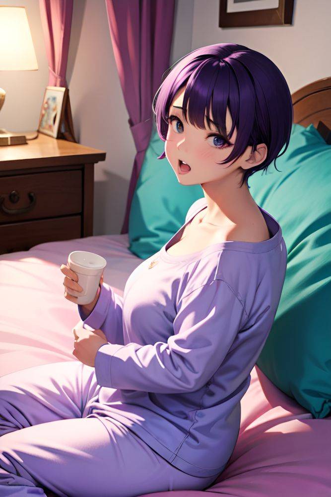 Anime Chubby Small Tits 18 Age Orgasm Face Purple Hair Pixie Hair Style Dark Skin Vintage Bedroom Side View Eating Pajamas 3676263515419796618 - AI Hentai - #main