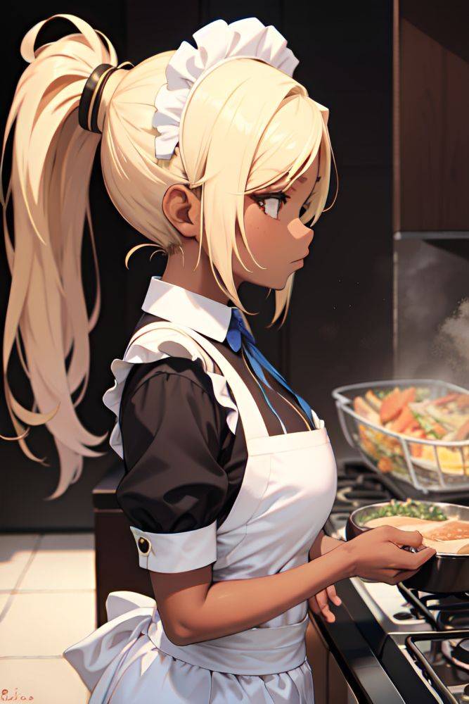 Anime Busty Small Tits 18 Age Serious Face Blonde Ponytail Hair Style Dark Skin Skin Detail (beta) Mall Side View Cooking Maid 3676298304655447885 - AI Hentai - #main