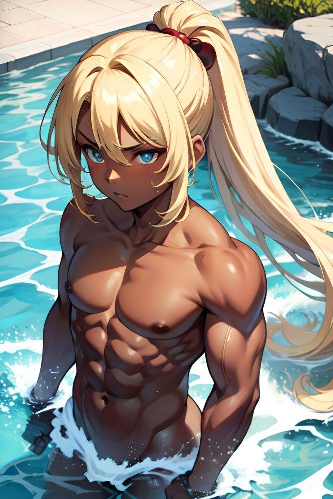Anime Muscular Small Tits 18 Age Serious Face Blonde Ponytail Hair Style Dark Skin Comic Stage Side View Bathing Nude 3671435542704401860 - AI Hentai - #main