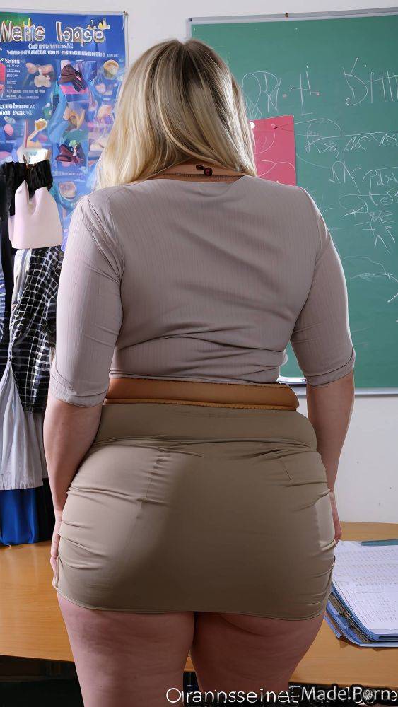 Big hips teacher secretary tight dress cum on thigh fully clothed AI porn - #main