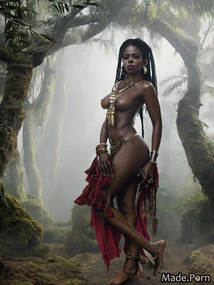 Necklace long hair vampire african oiled body dark fantasy tribal AI porn - #main