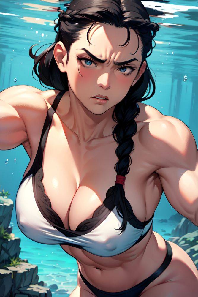 Anime Muscular Huge Boobs 70s Age Angry Face Black Hair Braided Hair Style Light Skin Comic Underwater Close Up View Straddling Teacher 3671648143670379500 - AI Hentai - #main