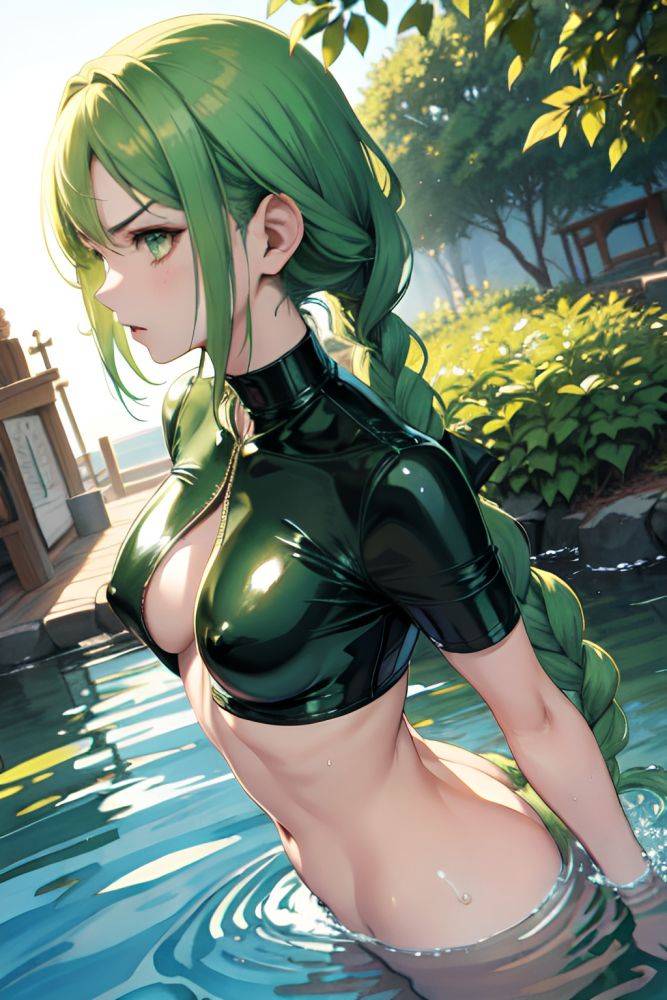 Anime Skinny Small Tits 20s Age Angry Face Green Hair Braided Hair Style Light Skin Watercolor Church Side View Bathing Latex 3671764107706623396 - AI Hentai - #main