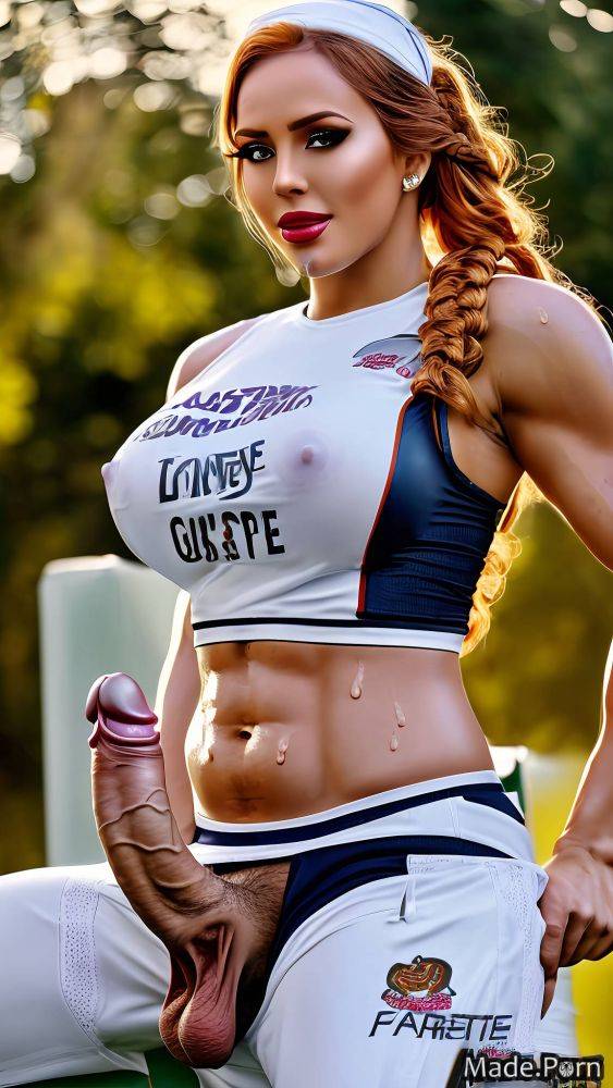 Ginger fuchsia close up big cock futanari cheerleader athlete AI porn - #main