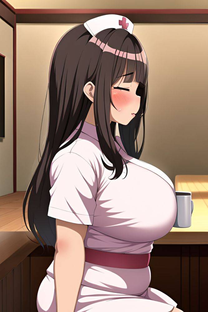 Anime Chubby Small Tits 60s Age Ahegao Face Brunette Slicked Hair Style Dark Skin Soft + Warm Cafe Side View Sleeping Nurse 3662885121828667742 - AI Hentai - #main