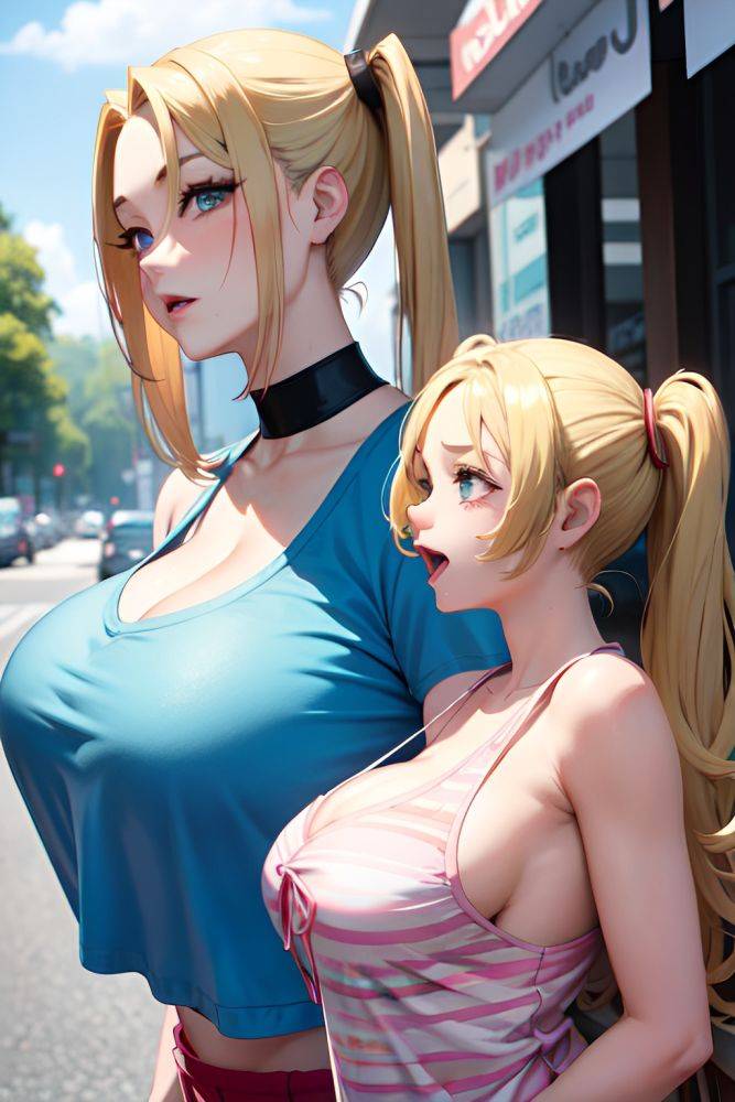 Anime Muscular Huge Boobs 30s Age Ahegao Face Blonde Pigtails Hair Style Light Skin Watercolor Street Side View Plank Pajamas 3672193175421590615 - AI Hentai - #main