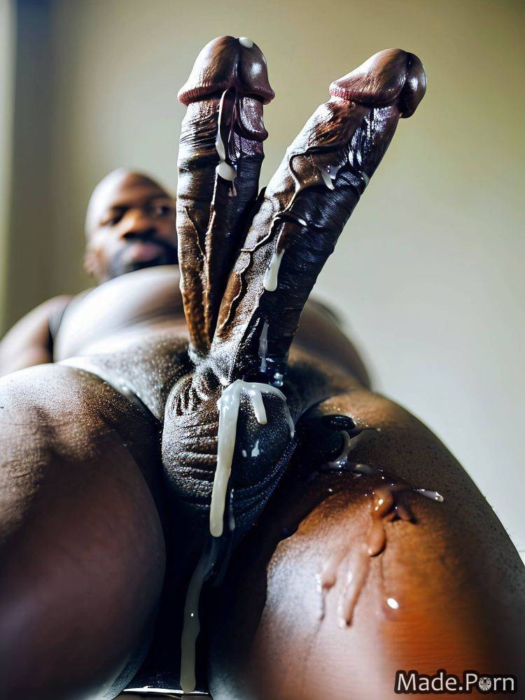 40 african american close up big cock looking at viewer made gay AI porn - #main