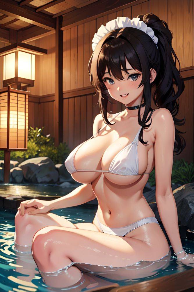 Anime Skinny Huge Boobs 18 Age Laughing Face Brunette Messy Hair Style Dark Skin Vintage Onsen Side View Gaming Maid 3676476116303973073 - AI Hentai - #main