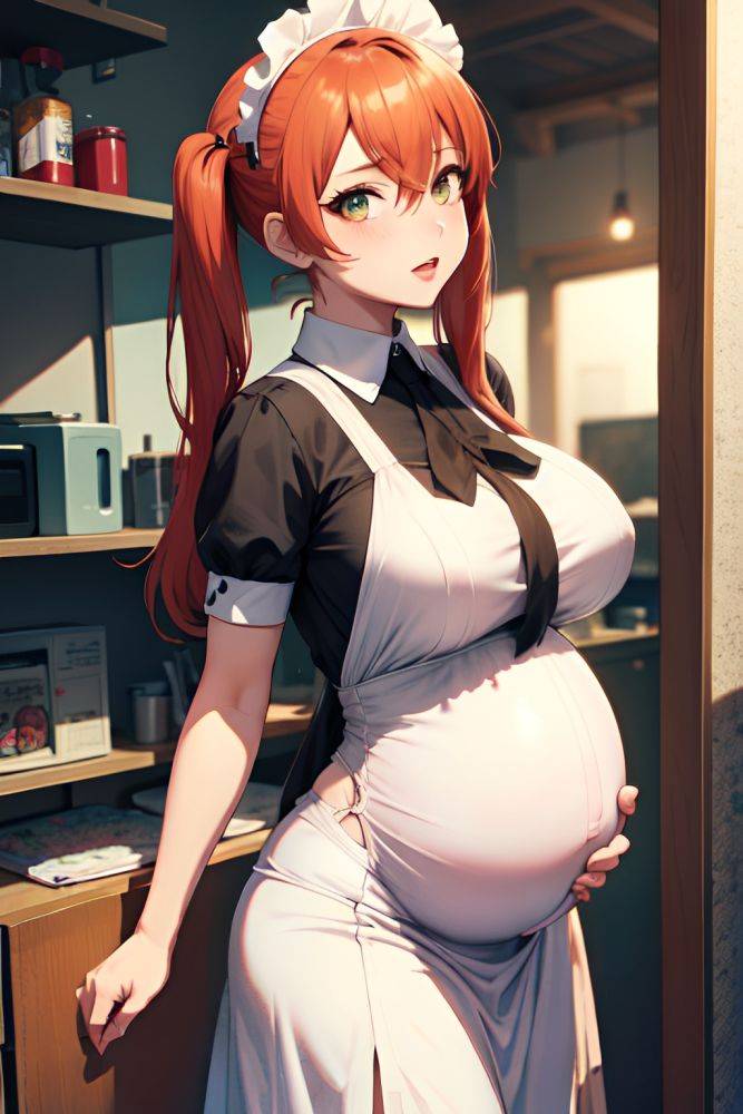Anime Pregnant Small Tits 40s Age Seductive Face Ginger Pigtails Hair Style Light Skin Cyberpunk Oasis Front View On Back Maid 3678200116630409977 - AI Hentai - #main