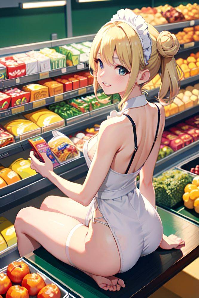 Anime Skinny Small Tits 60s Age Happy Face Blonde Hair Bun Hair Style Light Skin Crisp Anime Grocery Back View Straddling Maid 3678265829630750490 - AI Hentai - #main