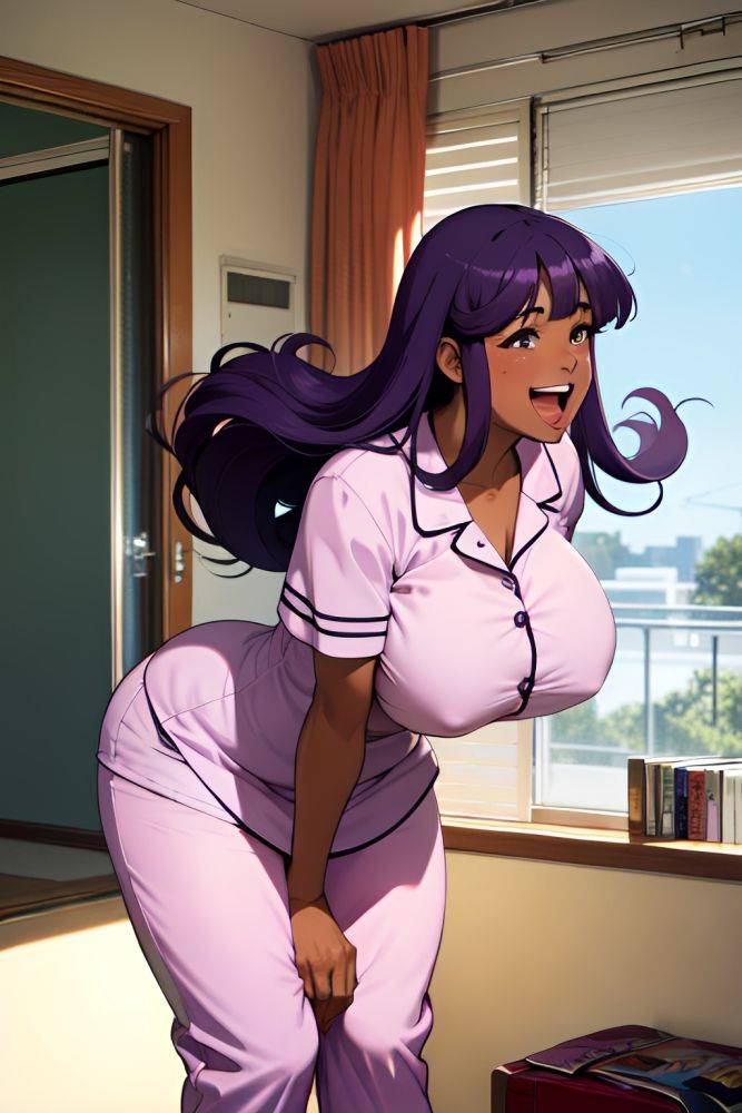 Anime Chubby Huge Boobs 70s Age Laughing Face Purple Hair Slicked Hair Style Dark Skin Film Photo Hospital Side View Bending Over Pajamas 3678289022477980210 - AI Hentai - #main