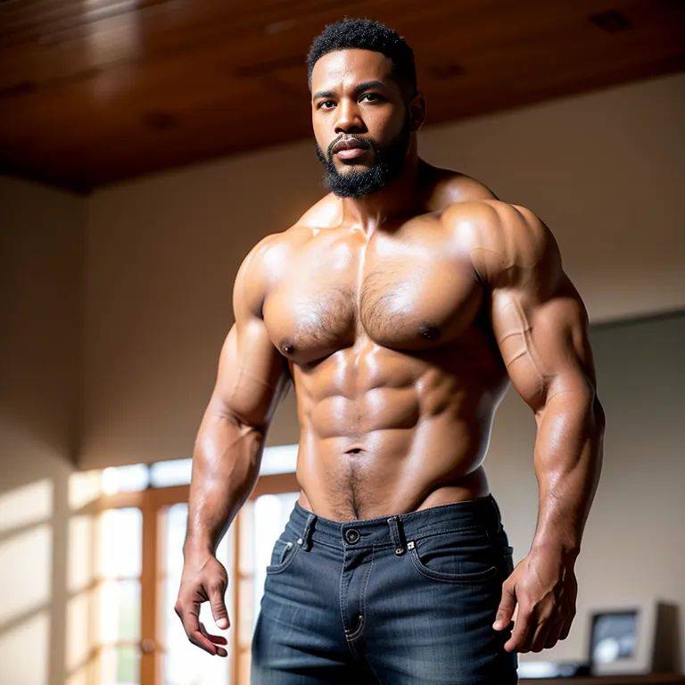 black people, ,manly man,thirties,(RAW photo, best quality, masterpiece:1.1), (realistic, photo-realistic:1.2), ultra-detailed, ultra high res, physically-based rendering,muscular,full body,(adult:1.5) - #main