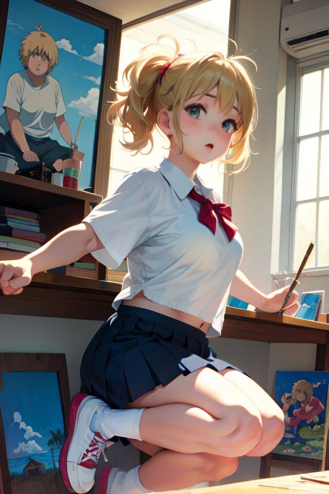 Anime Chubby Small Tits 80s Age Sad Face Blonde Messy Hair Style Light Skin Painting Oasis Front View Jumping Schoolgirl 3678497757403897729 - AI Hentai - #main