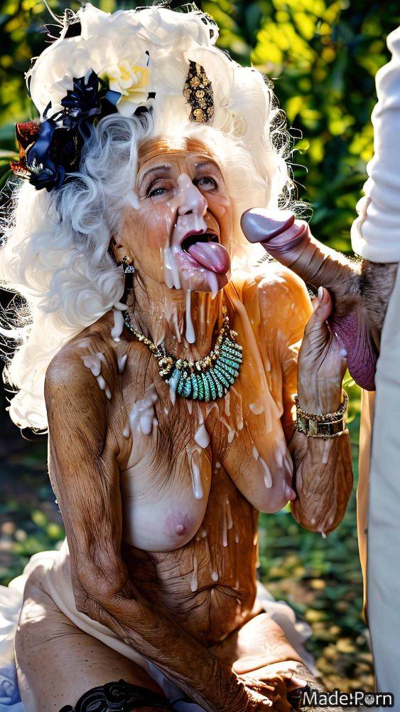 Harlequin 90 slutty woman white hair wild afro blowjob AI porn - #main