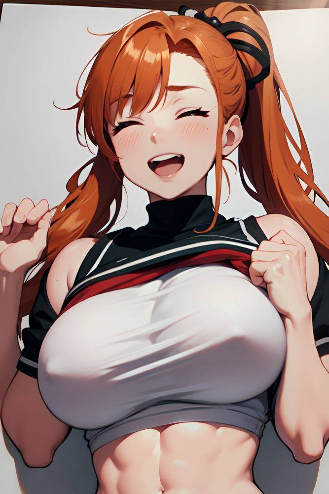 Anime Muscular Huge Boobs 40s Age Laughing Face Ginger Ponytail Hair Style Light Skin Black And White Meadow Close Up View Sleeping Schoolgirl 3678617587457007119 - AI Hentai - #main