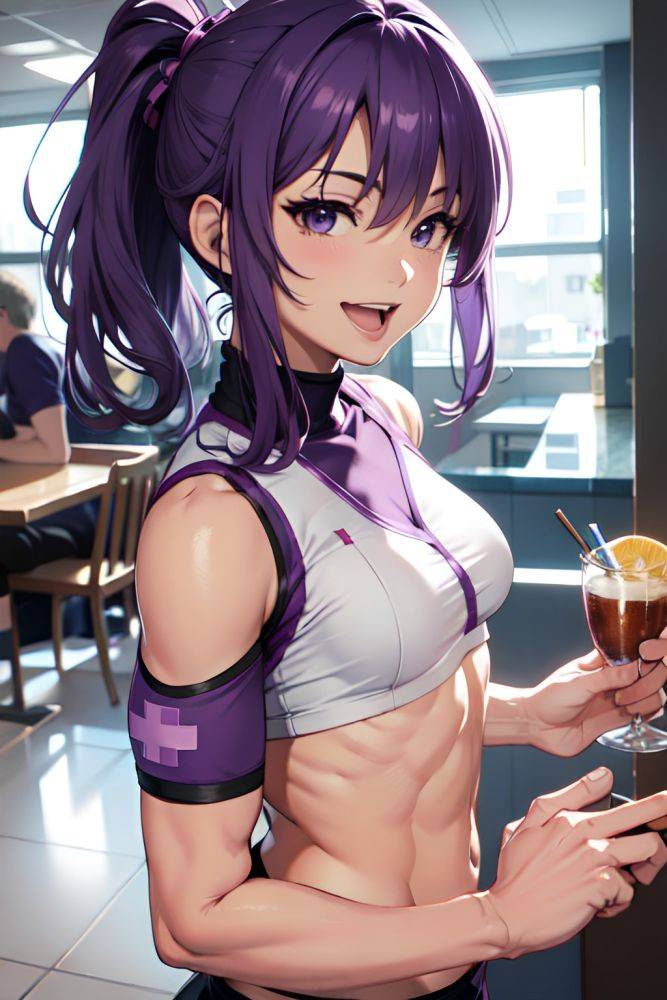 Anime Muscular Small Tits 60s Age Laughing Face Purple Hair Messy Hair Style Light Skin Film Photo Restaurant Close Up View On Back Nurse 3678714223758523582 - AI Hentai - #main