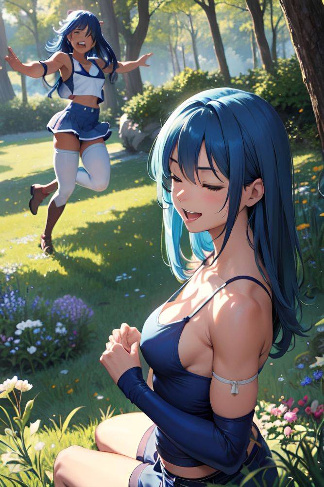 Anime Muscular Small Tits 40s Age Laughing Face Blue Hair Straight Hair Style Dark Skin Soft + Warm Meadow Front View Sleeping Stockings 3678749013481615097 - AI Hentai - #main