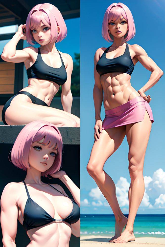 Anime Muscular Small Tits 60s Age Seductive Face Pink Hair Bangs Hair Style Light Skin Comic Club Close Up View Yoga Mini Skirt 3678783802229575122 - AI Hentai - #main