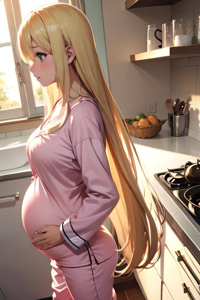 Anime Pregnant Small Tits 30s Age Sad Face Blonde Straight Hair Style Light Skin Skin Detail (beta) Kitchen Side View On Back Pajamas 3678830188324136621 - AI Hentai - #main