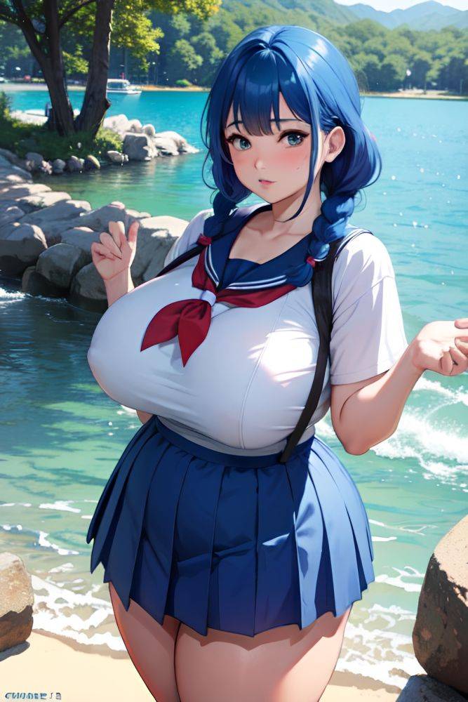 Anime Chubby Huge Boobs 80s Age Serious Face Blue Hair Braided Hair Style Light Skin Warm Anime Lake Front View Cumshot Schoolgirl 3678861111641910268 - AI Hentai - #main
