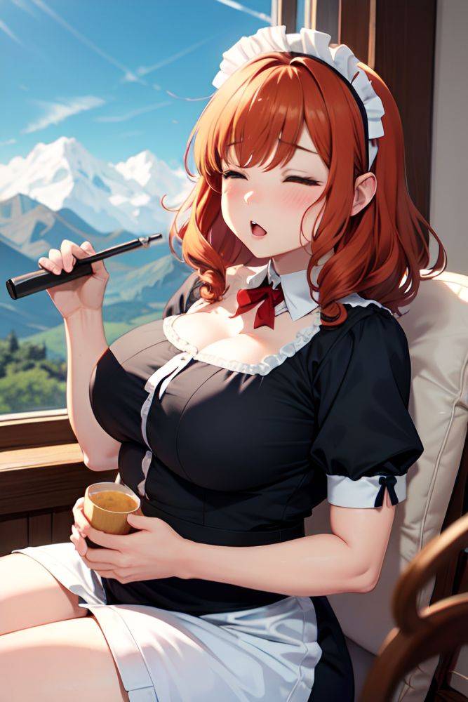 Anime Chubby Small Tits 70s Age Shocked Face Ginger Pixie Hair Style Light Skin Dark Fantasy Mountains Close Up View Sleeping Maid 3678942286525066463 - AI Hentai - #main