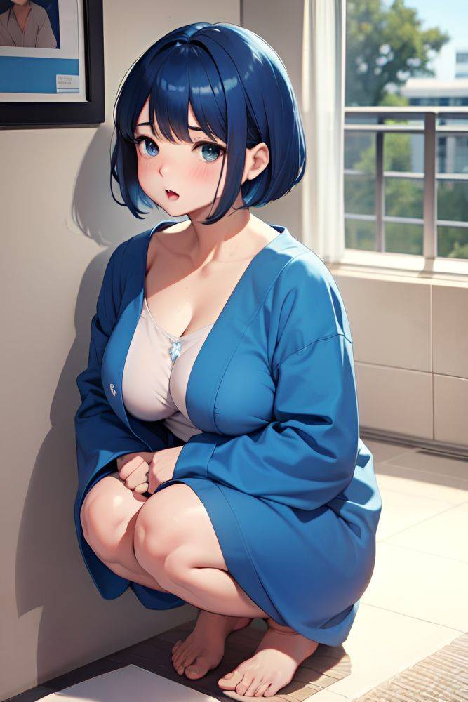 Anime Chubby Small Tits 40s Age Shocked Face Blue Hair Bobcut Hair Style Light Skin Soft + Warm Hospital Front View Squatting Bathrobe 3678988672619567496 - AI Hentai - #main