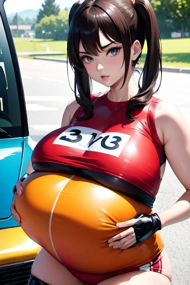 Anime Pregnant Huge Boobs 30s Age Serious Face Brunette Pigtails Hair Style Light Skin Film Photo Car Close Up View Working Out Latex 3679077577996764440 - AI Hentai - #main