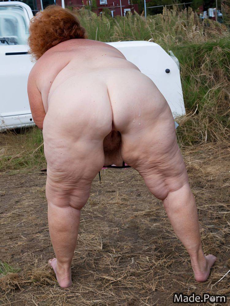 Full shot bent over pixie hair ginger woman ssbbw big hips AI porn - #main