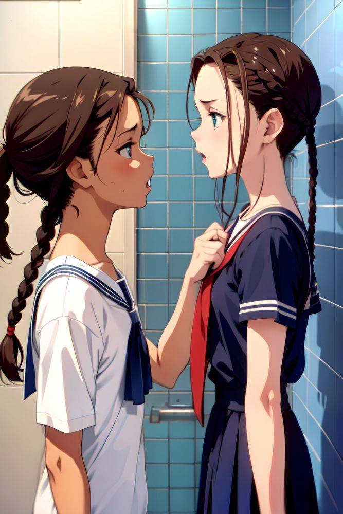 Anime Skinny Small Tits 40s Age Angry Face Brunette Braided Hair Style Light Skin Film Photo Shower Side View Eating Schoolgirl 3679185811621187128 - AI Hentai - #main