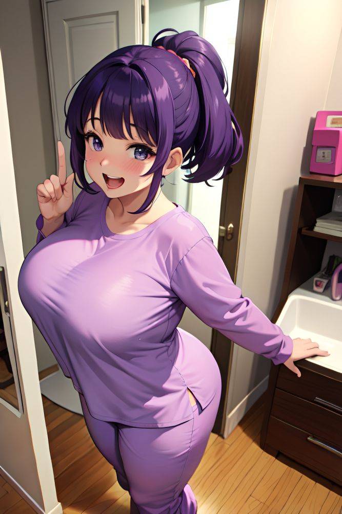 Anime Chubby Huge Boobs 80s Age Laughing Face Purple Hair Bangs Hair Style Light Skin Mirror Selfie Stage Back View T Pose Pajamas 3679220600897040479 - AI Hentai - #main