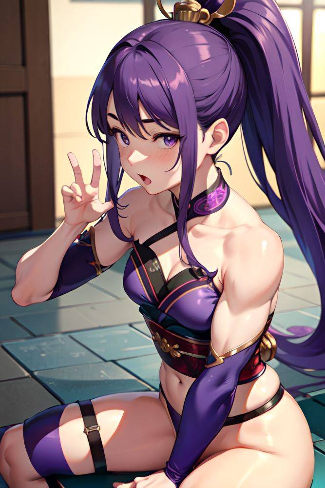 Anime Muscular Small Tits 18 Age Shocked Face Purple Hair Ponytail Hair Style Light Skin Soft Anime Bar Close Up View Straddling Geisha 3679263120586371047 - AI Hentai - #main