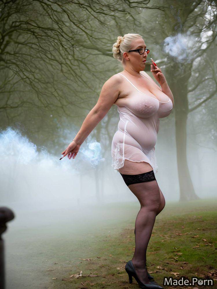 Standing smoking park 50 natural tits prisoner fog AI porn - #main