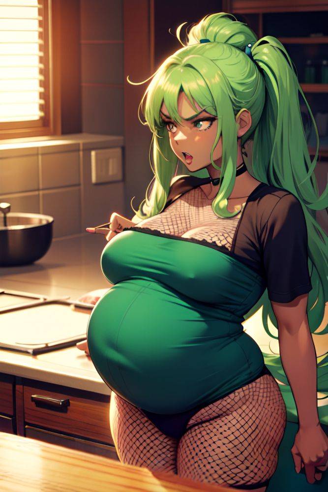 Anime Pregnant Small Tits 80s Age Angry Face Green Hair Straight Hair Style Dark Skin Soft + Warm Couch Side View Cooking Fishnet 3679390681603876864 - AI Hentai - #main