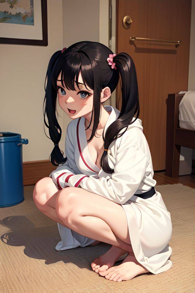 Anime Pregnant Small Tits 70s Age Ahegao Face Black Hair Pigtails Hair Style Light Skin Watercolor Bedroom Side View Squatting Bathrobe 3679429336309994556 - AI Hentai - #main