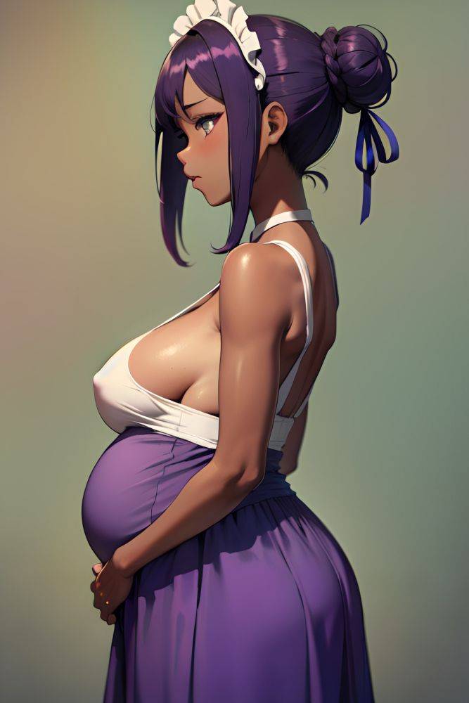 Anime Pregnant Small Tits 20s Age Sad Face Purple Hair Hair Bun Hair Style Dark Skin Skin Detail (beta) Bar Side View On Back Maid 3679537568999574558 - AI Hentai - #main