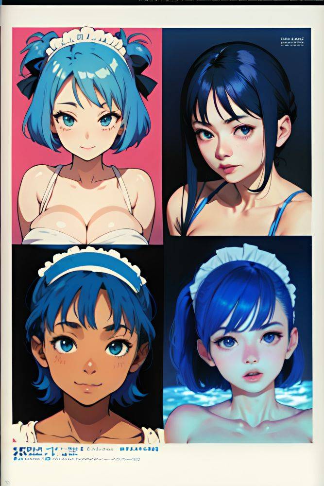 Anime Skinny Huge Boobs 50s Age Happy Face Blue Hair Straight Hair Style Dark Skin Film Photo Underwater Close Up View Yoga Maid 3679626475294270812 - AI Hentai - #main