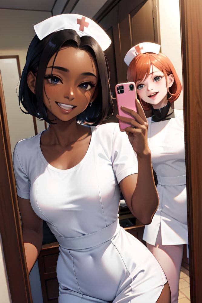 Anime Skinny Small Tits 60s Age Laughing Face Ginger Slicked Hair Style Dark Skin Mirror Selfie Cafe Close Up View T Pose Nurse 3679672860454136630 - AI Hentai - #main