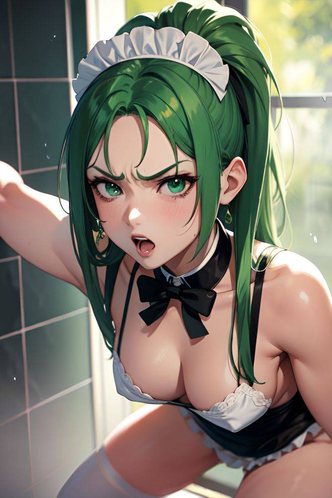Anime Busty Small Tits 80s Age Angry Face Green Hair Slicked Hair Style Light Skin Skin Detail (beta) Shower Close Up View Straddling Maid 3679738573918357080 - AI Hentai - #main