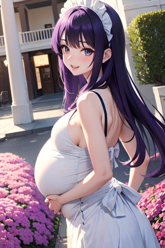Anime Pregnant Small Tits 20s Age Happy Face Purple Hair Bangs Hair Style Light Skin Black And White Yacht Back View T Pose Maid 3676541829304603875 - AI Hentai - #main