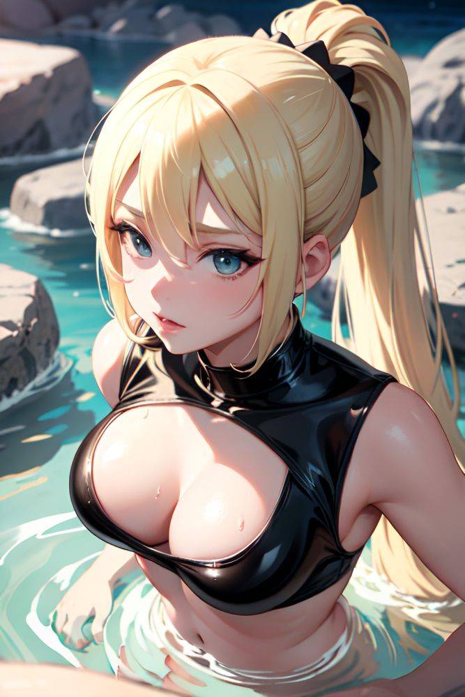 Anime Busty Small Tits 20s Age Seductive Face Blonde Ponytail Hair Style Light Skin Black And White Desert Close Up View Bathing Latex 3676561157145152246 - AI Hentai - #main