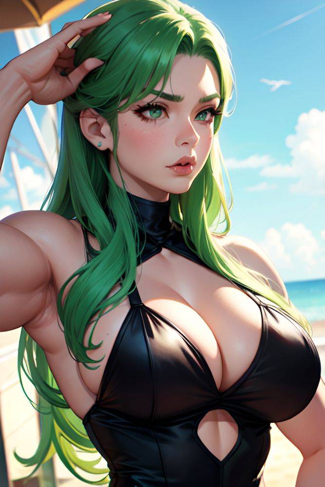 Anime Muscular Huge Boobs 60s Age Pouting Lips Face Green Hair Slicked Hair Style Light Skin Dark Fantasy Yacht Side View Cumshot Goth 3676595946380648234 - AI Hentai - #main