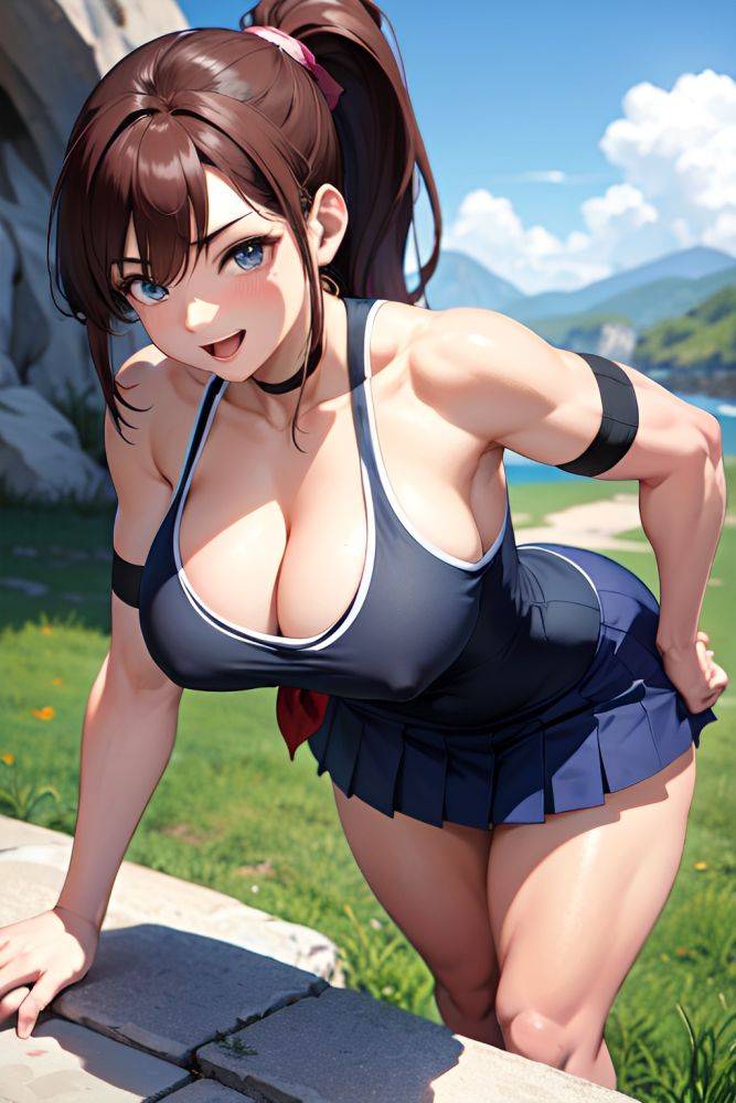 Anime Muscular Huge Boobs 18 Age Happy Face Brunette Ponytail Hair Style Light Skin Skin Detail (beta) Cave Front View Bending Over Schoolgirl 3676696448616944924 - AI Hentai - #main