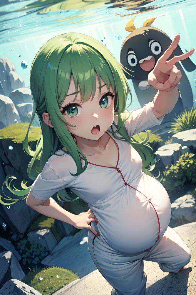 Anime Pregnant Small Tits 60s Age Shocked Face Green Hair Straight Hair Style Light Skin Black And White Underwater Front View Plank Pajamas 3679784959565695951 - AI Hentai - #main