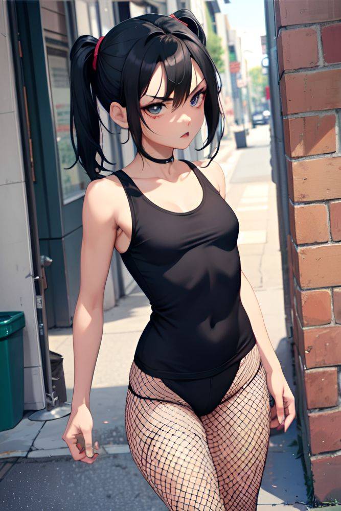 Anime Skinny Small Tits 30s Age Angry Face Black Hair Pigtails Hair Style Dark Skin Painting Street Side View Working Out Fishnet 3679842941161098269 - AI Hentai - #main