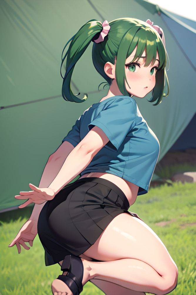 Anime Chubby Small Tits 30s Age Sad Face Green Hair Pigtails Hair Style Dark Skin Charcoal Tent Back View Jumping Mini Skirt 3679947308867572241 - AI Hentai - #main