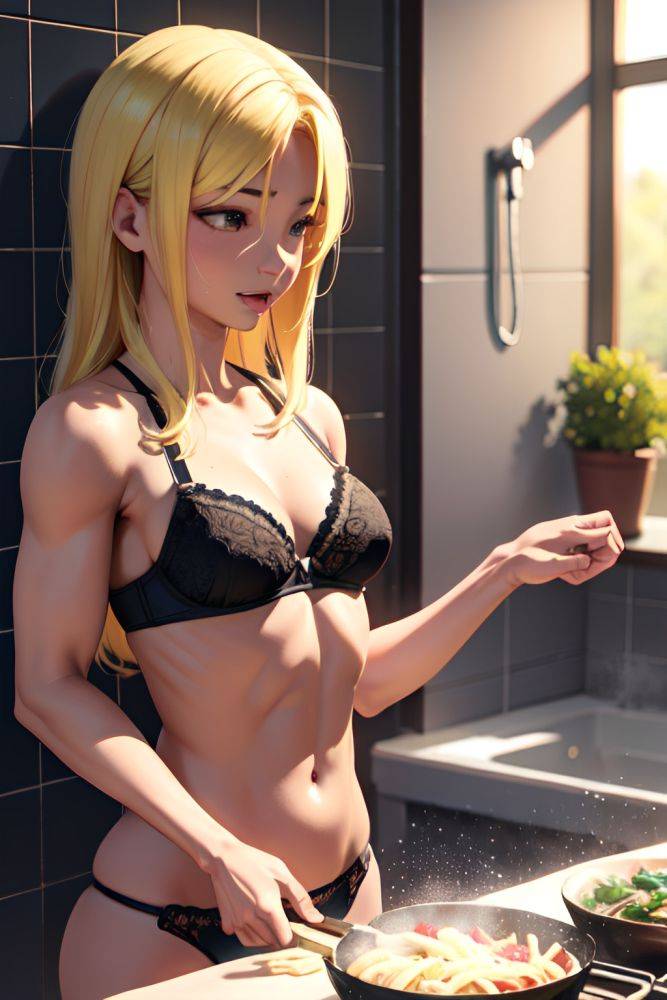 Anime Muscular Small Tits 40s Age Ahegao Face Blonde Straight Hair Style Dark Skin 3d Shower Side View Cooking Bra 3679978232632487148 - AI Hentai - #main