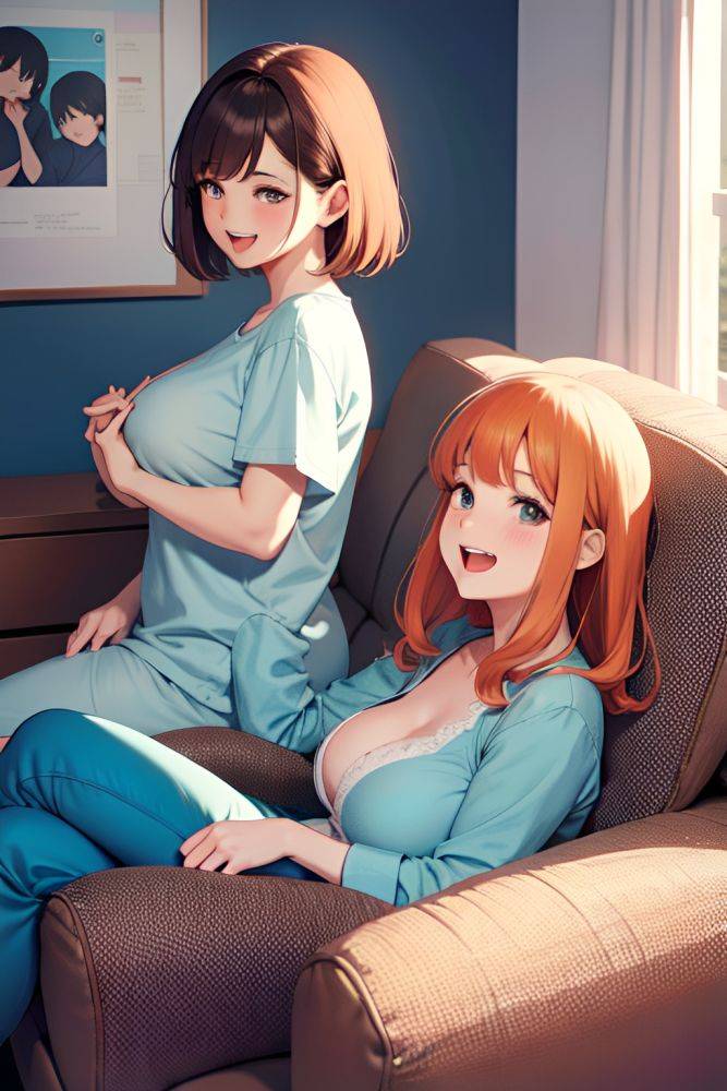 Anime Chubby Small Tits 60s Age Laughing Face Ginger Bangs Hair Style Dark Skin Comic Couch Side View Yoga Pajamas 3679939578390302303 - AI Hentai - #main